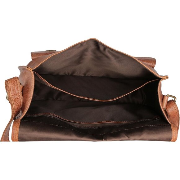 Women Tan Crossbody Satchel Ladies Tote Travel Genuine Leather Shoulder Bag - Picture 3 of 8